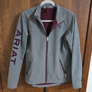Ariat Women's Utility Jacket in Gray with Maroon Details